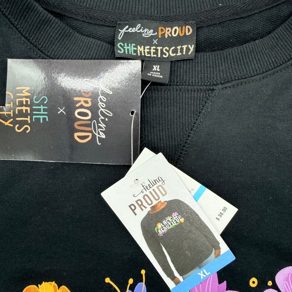Feeling Proud x SheMeetsCity Black Is Beautiful Floral Sweatshirt XL New - Picture 3 of 4